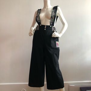 Black Floral Strap Jumpsuit